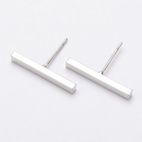 Dainty Bar Earrings (Silver) - Picture 2 of 5